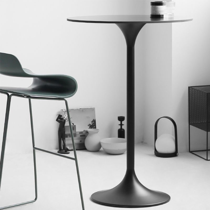 Modern Round Bar Table Fixed Bistro Bar Height Cocktail Table with Metal Pedestal Base Clearhalo 'Bar Furniture' 'Bar Tables' 'bar_tables' 'furn' 'furn_bar_tables' 'Furniture' 'Kitchen & Dining Furniture' 1200x1200_fd7302d4-44f0-4d22-8562-7602c074199a