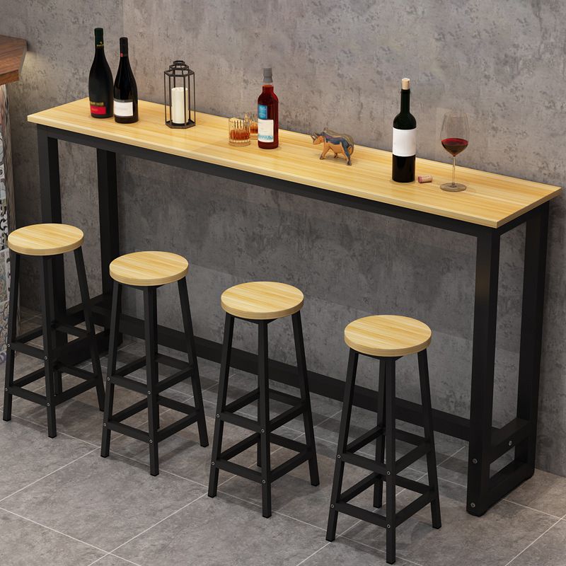 Indoor Modern Rectangle Trestle Bar Dining Table in Metal and Wood Clearhalo 'Bar Furniture' 'Bar Tables' 'bar_tables' 'furn' 'furn_bar_tables' 'Furniture' 'Kitchen & Dining Furniture' 1200x1200_fd7720f8-d3fe-47fb-9c44-e4c582c55ec4
