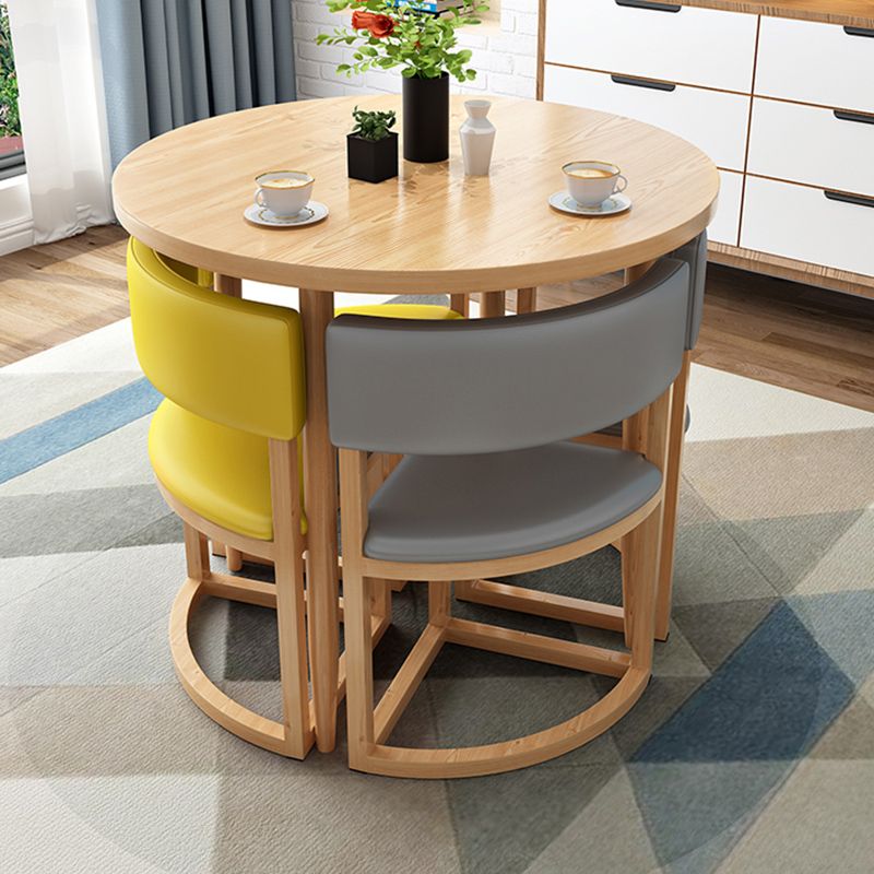 Natural Finish Round Dining Table Modern Dinette Table with 4 Legs Clearhalo 'Dining Tables & Seating' 'Dining Tables' 'dining_table' 'furn' 'furn_dining_table' 'Furniture' 'Kitchen & Dining Furniture' 1200x1200_fd774988-2634-4003-b9ce-150ae3742c99