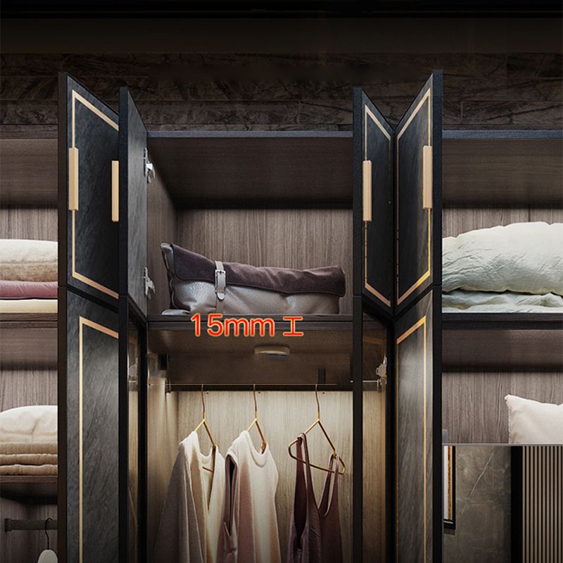 Grey Glass Door Armoire with Garment Rod Modern Storage Cabinet for Bedroom Clearhalo 'Armoires & Wardrobes' 'armoires_wardrobes' 'Bedroom Furniture' 'furn' 'furn_armoires_wardrobes' 'Furniture' 1200x1200_fd77ba55-19d8-4ca6-9252-9bd17e69c3de