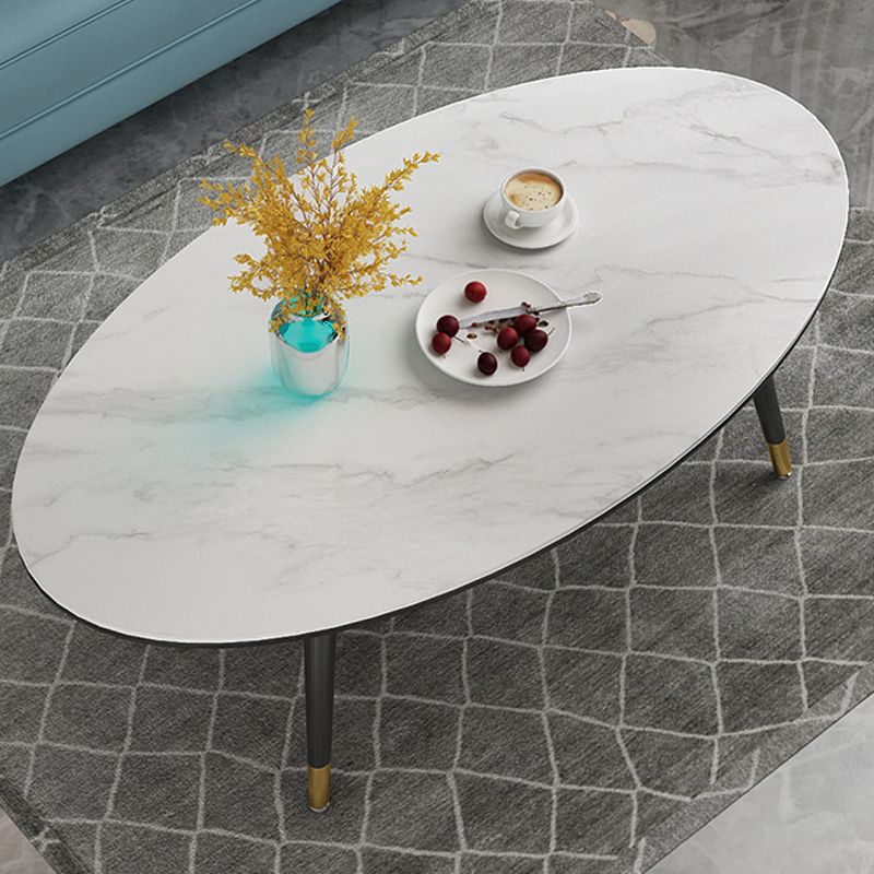Elliptical Stone Top Cocktail Table 4 Legs 1 Single Coffee Table Clearhalo 'Coffee & Accent Tables' 'Coffee Tables' 'coffee_tables' 'furn' 'furn_coffee_tables' 'Furniture' 'Living Room Furniture' 1200x1200_fd789aea-389b-4b02-924b-38ab28acd2ae