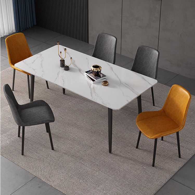 Modern Sintered Stone Dining Table Set White Rectangle Dining Set for Home Use Clearhalo 'Dining Room Sets' 'Dining Tables & Seating' 'dining_room_set' 'Furniture' 'furniture_dining_room_set' 'Kitchen & Dining Furniture' 'kitchen&dining_furn' 'kitchen' 1200x1200_fd7a6799-a647-48b6-ab30-90dc3f9fac57