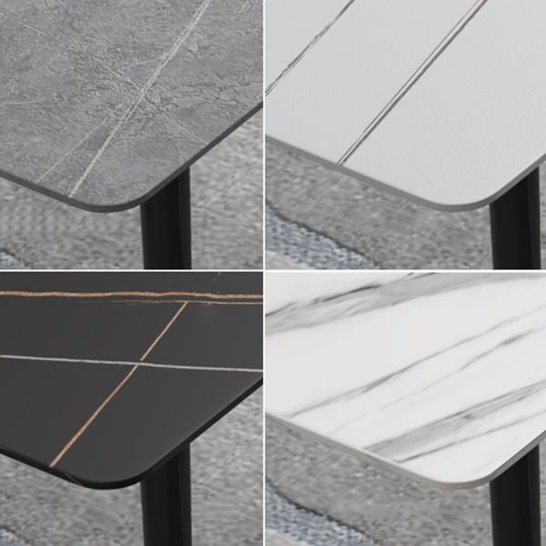 Modern Sintered Stone Dinner Table Round Table with Black Frame for Kitchen Clearhalo ' dining_table' 'Dining Tables & Seating' 'Dining Tables' 'furn' 'furn_dining_table' 'Furniture' 'furniture_dining_table' 'Kitchen & Dining Furniture' 'kitchen&dining_furn' 'kitchen' 'kitchen_dining_table' 1200x1200_fd7be5d6-2d02-4e54-8cc8-fdf836e82dc6