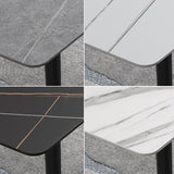 Modern Sintered Stone Dinner Table Round Table with Black Frame for Kitchen Clearhalo ' dining_table' 'Dining Tables & Seating' 'Dining Tables' 'furn' 'furn_dining_table' 'Furniture' 'furniture_dining_table' 'Kitchen & Dining Furniture' 'kitchen&dining_furn' 'kitchen' 'kitchen_dining_table' 1200x1200_fd7be5d6-2d02-4e54-8cc8-fdf836e82dc6