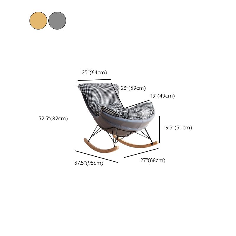 Chaise de rocker moderne rembourrée avec planeur de jambes sombres pour le salon
