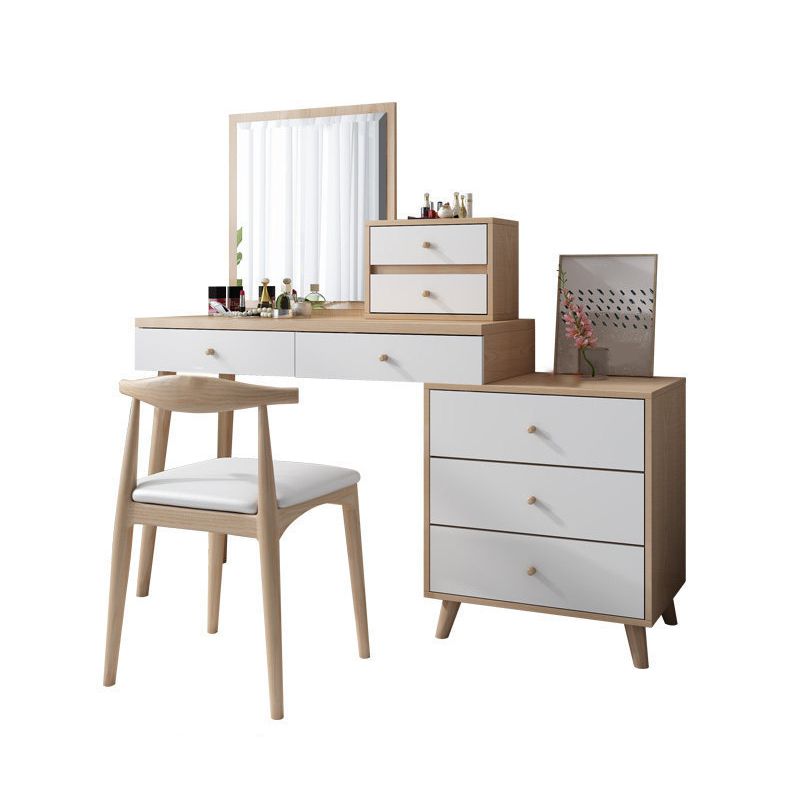 Tocador de maquillaje de dormitorio en tocador de madera de ingeniería nórdica natural