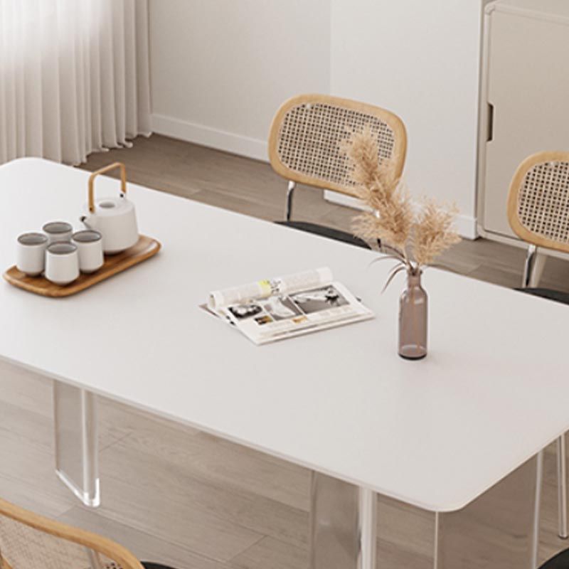 Modern White Dining Set Rectangle 1/2/4/5/7 Stone and Acrylic Pieces Dinette Set Clearhalo 'Dining Room Sets' 'Dining Tables & Seating' 'dining_room_set' 'furn' 'furn_dining_room_set' 'Furniture' 'Kitchen & Dining Furniture' 1200x1200_fd7ecf00-8ed4-4216-a203-97a7f3f56b0b