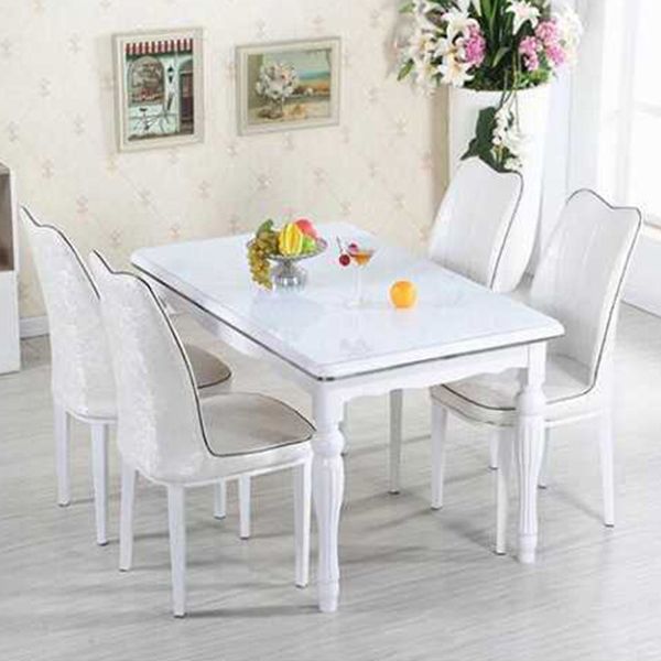 Dining Room Set Contemporary with Tempered Glass Dining Table and Cushion Chairs Clearhalo 'Dining Room Sets' 'Dining Tables & Seating' 'dining_room_set' 'furn' 'furn_dining_room_set' 'Furniture' 'furniture_dining_room_set' 'Kitchen & Dining Furniture' 'kitchen&dining_furn' 'kitchen' 1200x1200_fd7f1b2d-4623-4c7d-8eeb-d9fc7b502d49