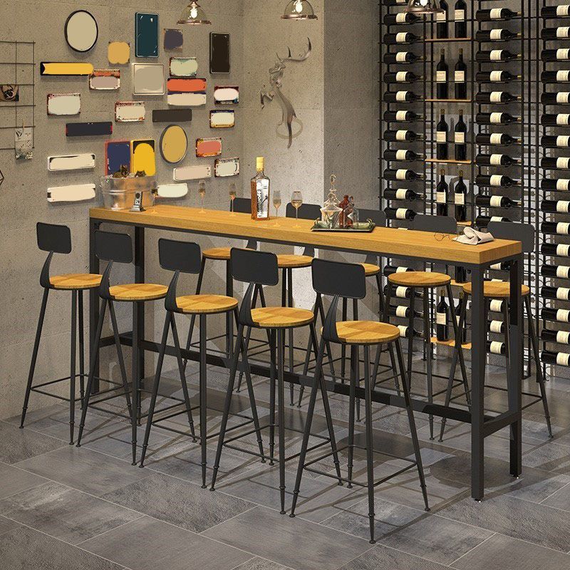 Industrial Style 1/6/11 Pieces Bar Table Set Rectangle Pine Wood Counter Table for Cafe Clearhalo 'Bar Furniture' 'furn' 'furn_home_bar_bar_sets' 'Furniture' 'Home Bars & Bar Sets' 'home_bar_bar_sets' 'Kitchen & Dining Furniture' 1200x1200_fd7f8c60-42aa-4e4f-b1f9-4d256e6a3ac4