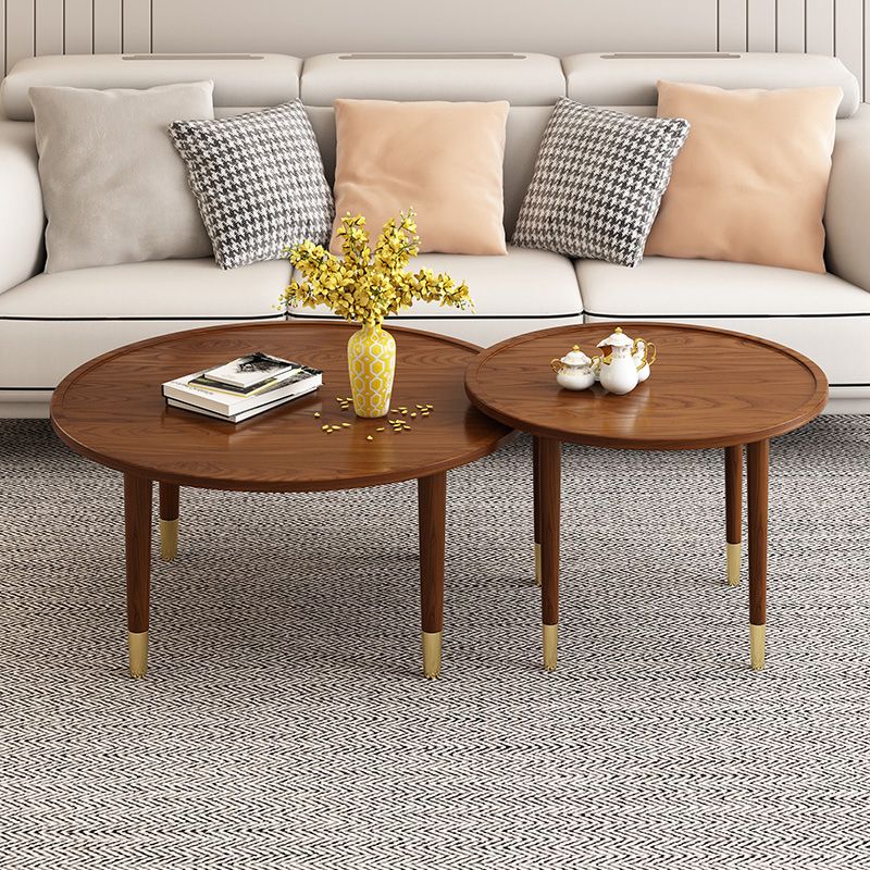 Tavolino moderno tavolino top a vassoio in legno rotondo 4 gambe