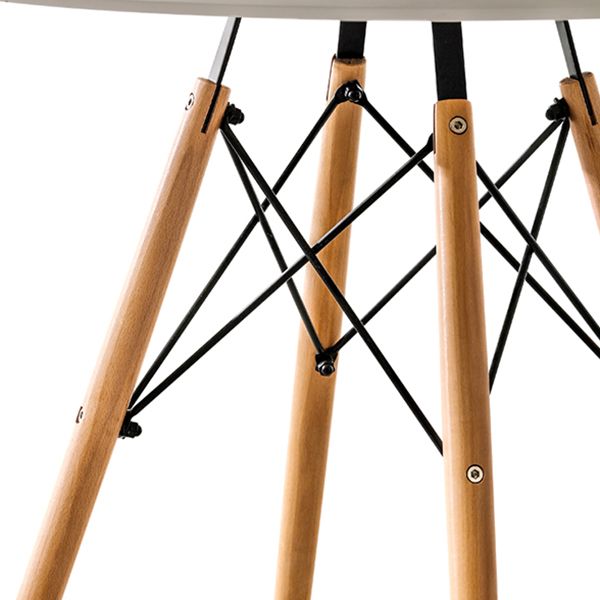 Wit en zwart moderne ronde eettafel met 4 massief houten voet