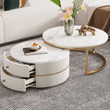 丸いコーヒーテーブルスレートフレームネスティングコーヒーテーブルセット
