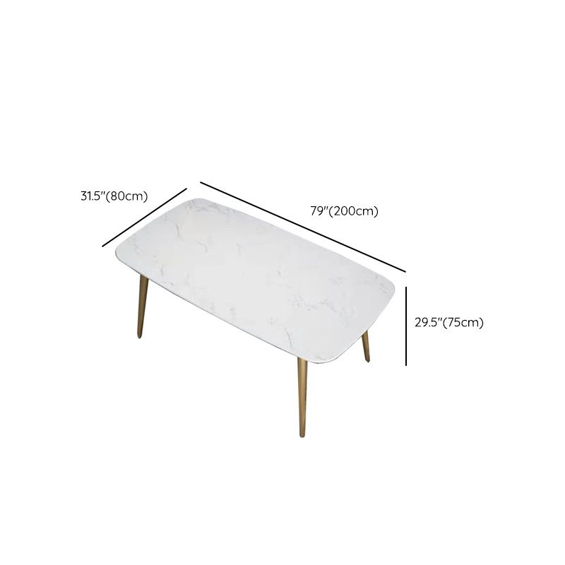 Traditional Luxury Rectangle Dining Table White Faux Marble Top Table for Home Clearhalo 'Dining Tables & Seating' 'Dining Tables' 'dining_table' 'furn' 'furn_dining_table' 'Furniture' 'Kitchen & Dining Furniture' 1200x1200_fd839706-b322-4844-bca5-36ca58ad2873