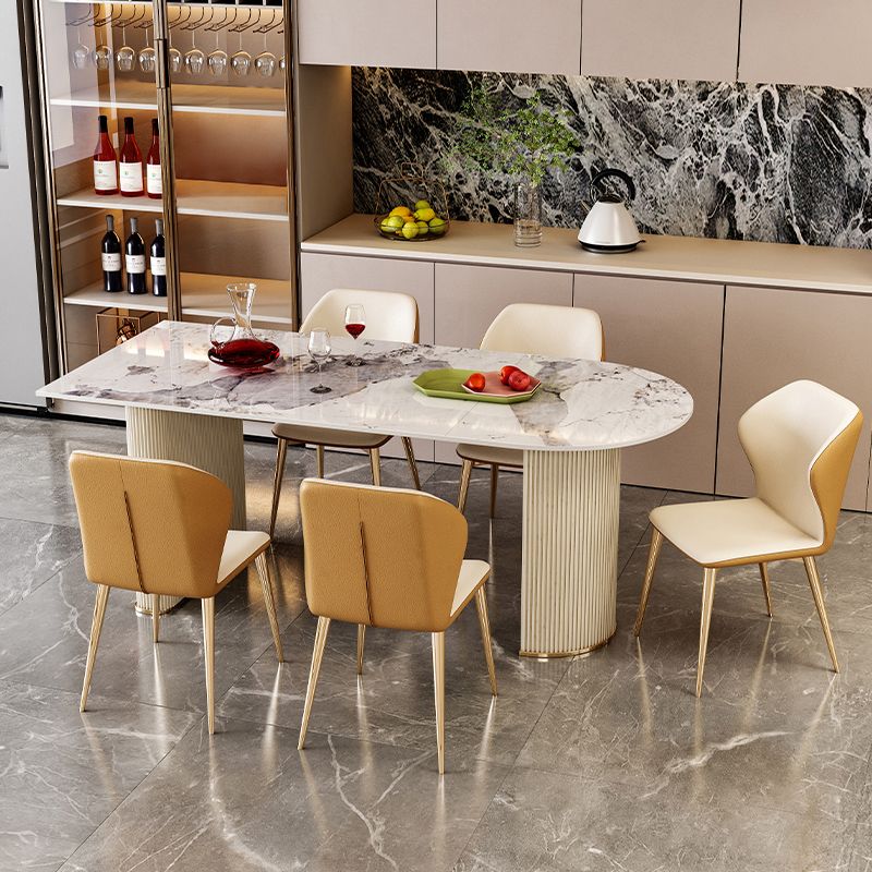 Table à manger de forme gratuite de luxe Table à double base de la maison à double base fixe