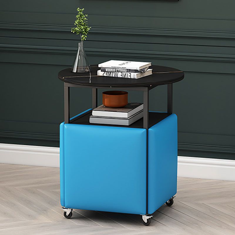 25.6" Tall Contemporary Style Side End Table Round Sofa Side Accent Table