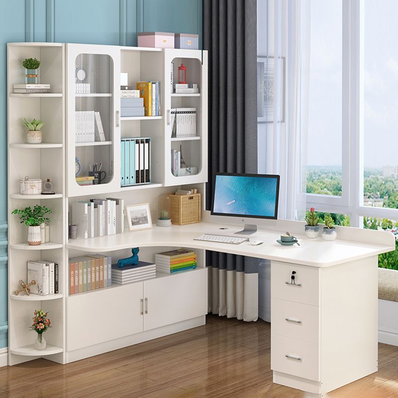 Irregular Shaped Office Laptop Table Wood Writing Desk with 3-Drawers for Home Clearhalo 'furn' 'furn_office_desk' 'Furniture' 'Office Desks' 'Office Furniture' 'office_desk' 1200x1200_fd85679f-cdda-4a62-a71e-b328c0930e4e