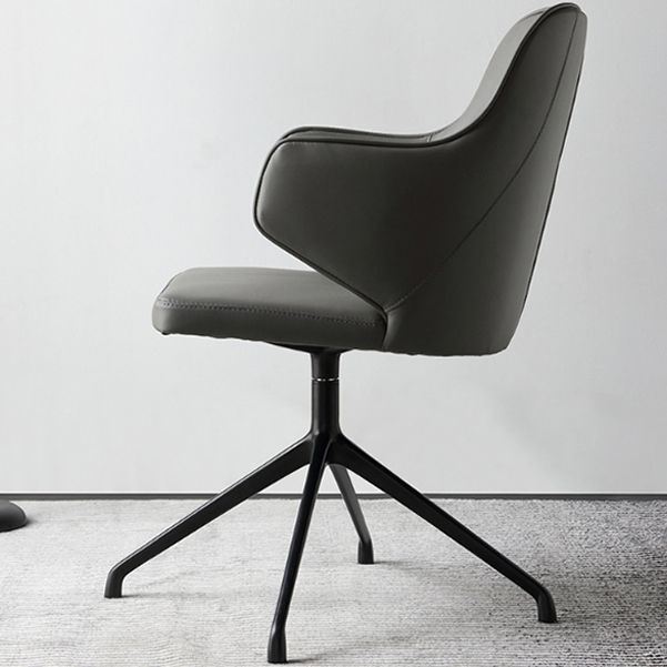 Modern Fixed Arms Office Chair Leather Ergonomic No Wheels Chair Clearhalo 'furn' 'furn_office_chair' 'Furniture' 'Office Chairs' 'Office Furniture' 'office_chair' 1200x1200_fd857e0c-2fcf-4d6f-81c5-25538164e714