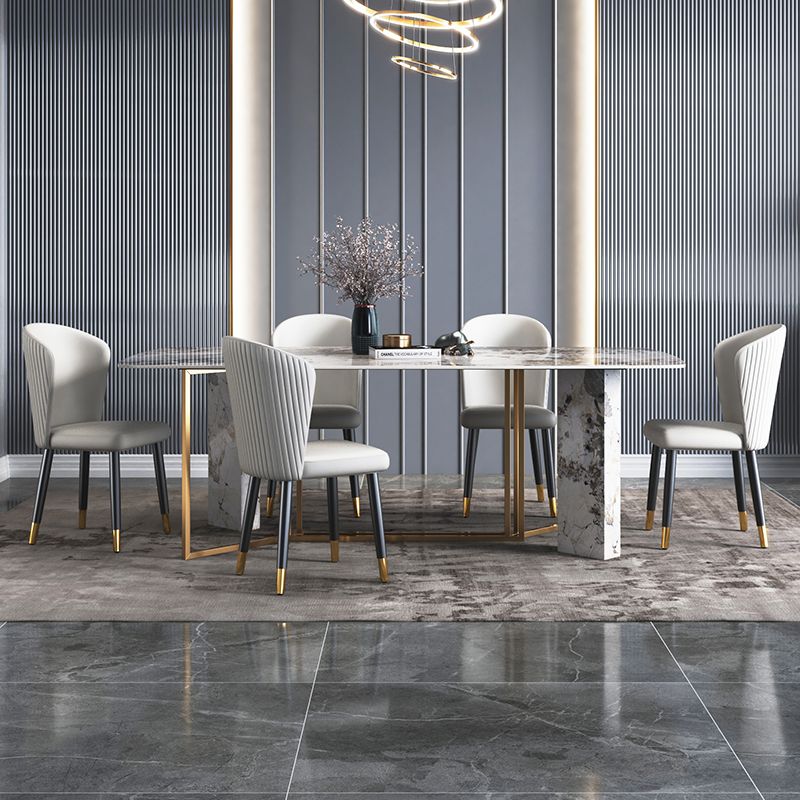Minimalist Gray Sintered Stone Dining Table Rectangle Standard Dining Table with Sled Base Clearhalo ' dining_table' 'Dining Tables & Seating' 'Dining Tables' 'furn' 'furn_dining_table' 'Furniture' 'furniture_dining_table' 'Kitchen & Dining Furniture' 'kitchen&dining_furn' 'kitchen' 'kitchen_dining_table' 1200x1200_fd8836ab-739d-4269-81a4-094040f41f33
