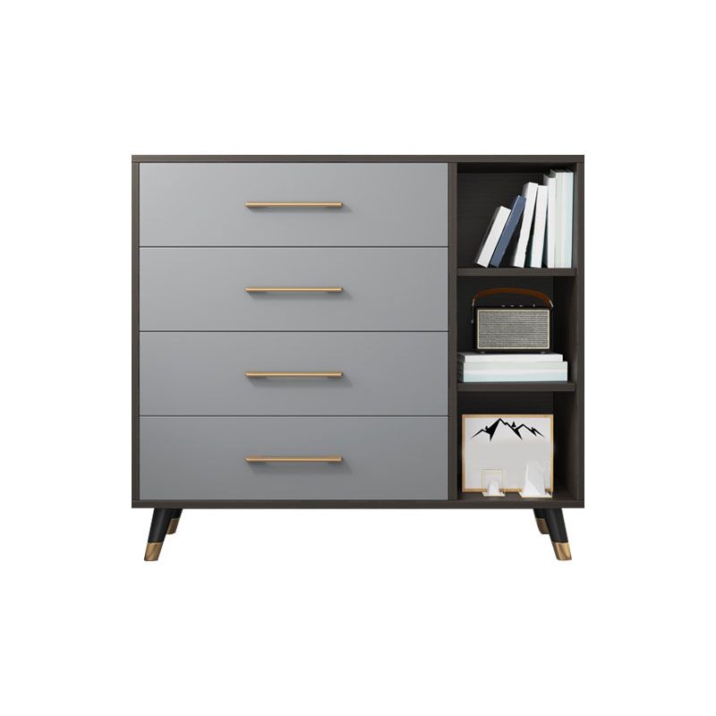 Grey Accent Chest with Solid Wood Straight Legs and Drawers Chest