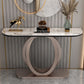 Contemporary Console Table Stone Half Moon Accent Table , 13.78" W