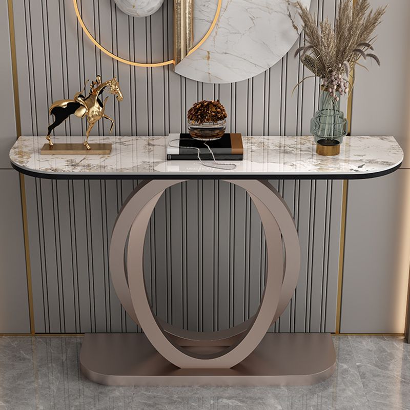 Contemporary Console Table Stone Half Moon Accent Table , 13.78" W