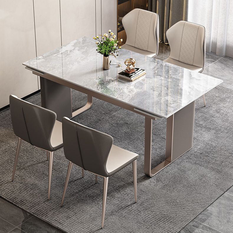 Minimalist Sintered Stone Extendable Dining Set Rectangle Kitchen Dining Set with Double Pedestal Clearhalo 'Dining Room Sets' 'Dining Tables & Seating' 'dining_room_set' 'furn' 'furn_dining_room_set' 'Furniture' 'furniture_dining_room_set' 'Kitchen & Dining Furniture' 'kitchen&dining_furn' 'kitchen' 1200x1200_fd8d8d65-fb50-4a62-852a-3eb66da425f5