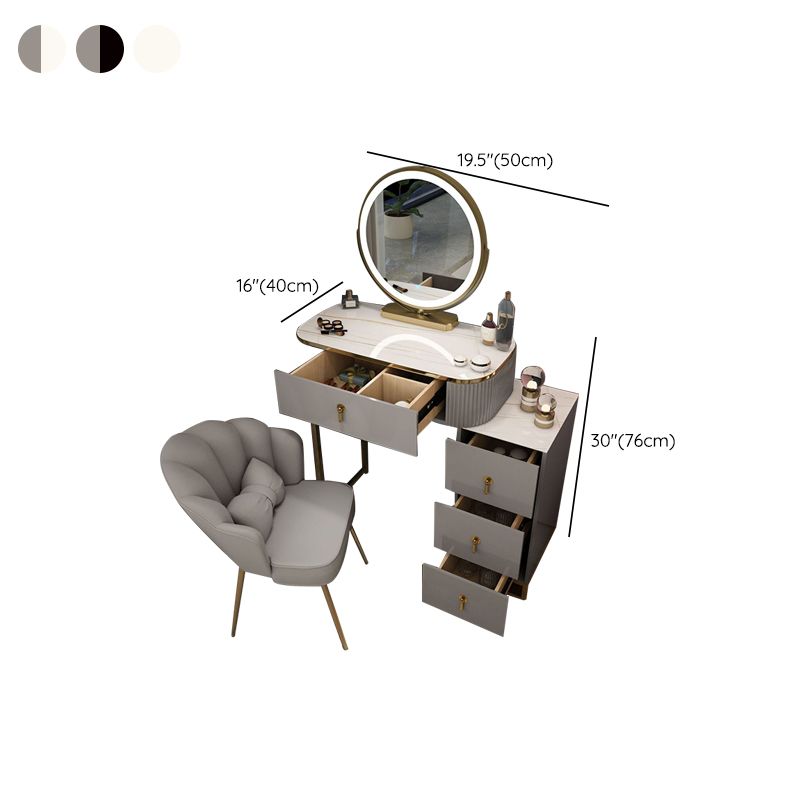 Metalic Glam Bedroom Iluminado Mirror de 4 cajones Cajero tocador de tocador