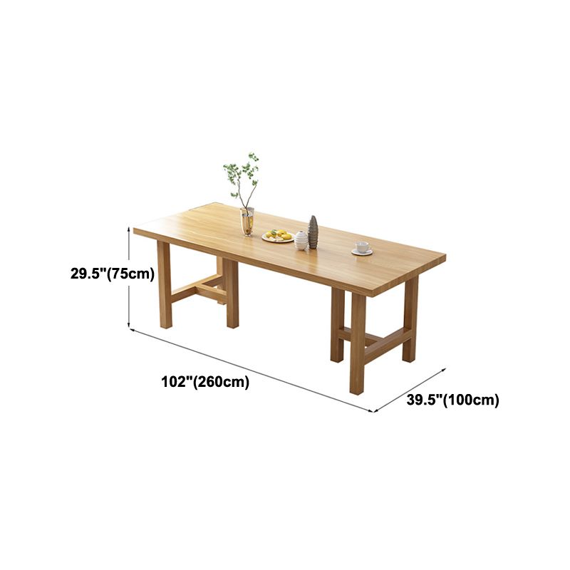 Mesa de comedor rectangular contemporánea de madera de pino mesa de madera con base de pedestal doble