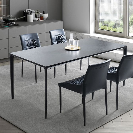 Modern Style Home Rectangular Sintered Stone Dining Table 4 Legs Table in Grey
