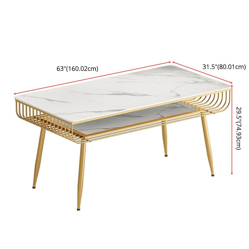 Contemporary Style Marble Table with White Table and 4 Gold Legs Base for Home Use Clearhalo 'Dining Room Sets' 'Dining Tables & Seating' 'dining_room_set' 'furn' 'furn_dining_room_set' 'Furniture' 'furniture_dining_room_set' 'Kitchen & Dining Furniture' 'kitchen&dining_furn' 'kitchen' 1200x1200_fd9a041b-a511-47c2-a293-301dec643516
