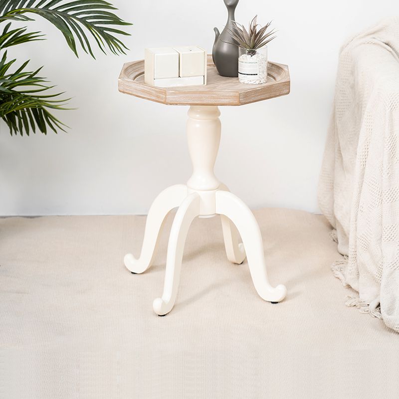 Table de bout rustique salon métal 4 jambes table d'appoint en bois massif