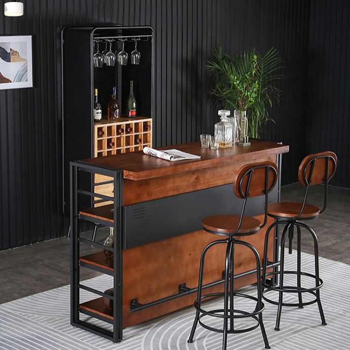 Industrial 1/2/3 Pieces Counter Height Set Rectangle Solid Wood Pub Table Set Clearhalo 'Bar Furniture' 'furn' 'furn_home_bar_bar_sets' 'Furniture' 'Home Bars & Bar Sets' 'home_bar_bar_sets' 'Kitchen & Dining Furniture' 1200x1200_fd9a1cac-04b5-4f8d-bf14-db336abcbfab