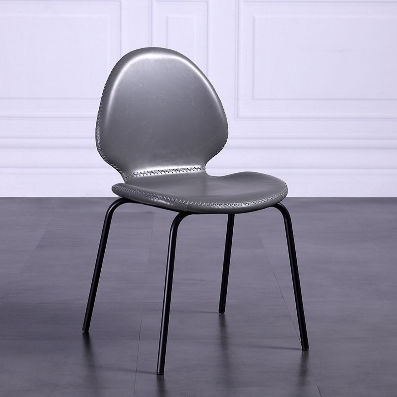 Sedia laterale contemporanea sedia da pranzo in pelle per uso domestico