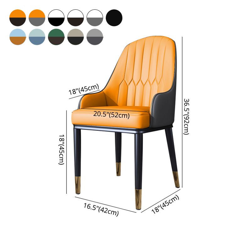 Metal Scandinavian Style Dining Side Chair Dining Room Padded Solid Back Chair with Arm Clearhalo ' kitchen&dining_furn' 'Dining Chairs' 'Dining Tables & Seating' 'dining_chair' 'furn' 'furn_dining_chair' 'Furniture' 'furniture_dining_chair' 'Kitchen & Dining Furniture' 'kitchen' 1200x1200_fd9f5ae7-d4f8-4847-8dfe-4329ae837946