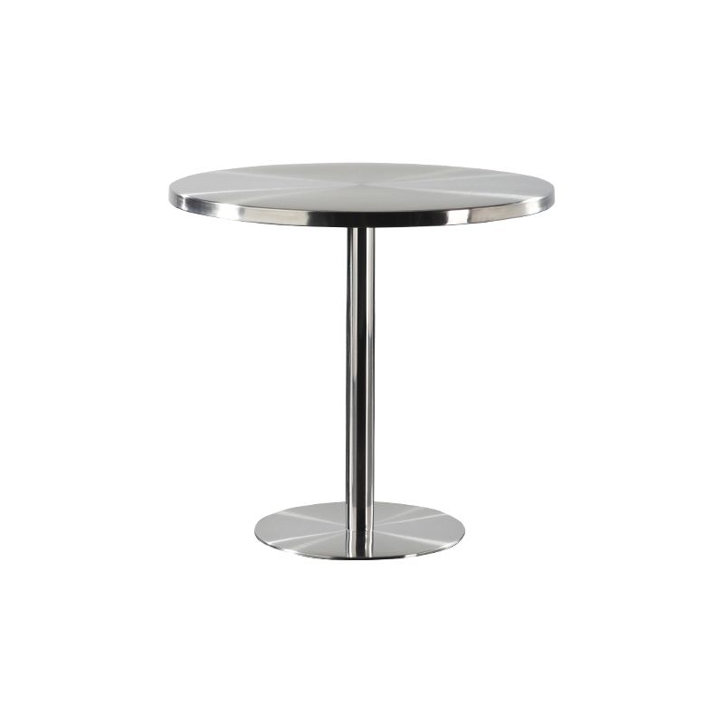 Industrial Dining Table Stainless Steel Table with Pedestal Base for Kitchen Clearhalo ' dining_table' 'Dining Tables & Seating' 'Dining Tables' 'furn' 'furn_dining_table' 'Furniture' 'furniture_dining_table' 'Kitchen & Dining Furniture' 'kitchen&dining_furn' 'kitchen' 'kitchen_dining_table' 1200x1200_fd9faaf6-da88-40de-87c2-65f3783472c7