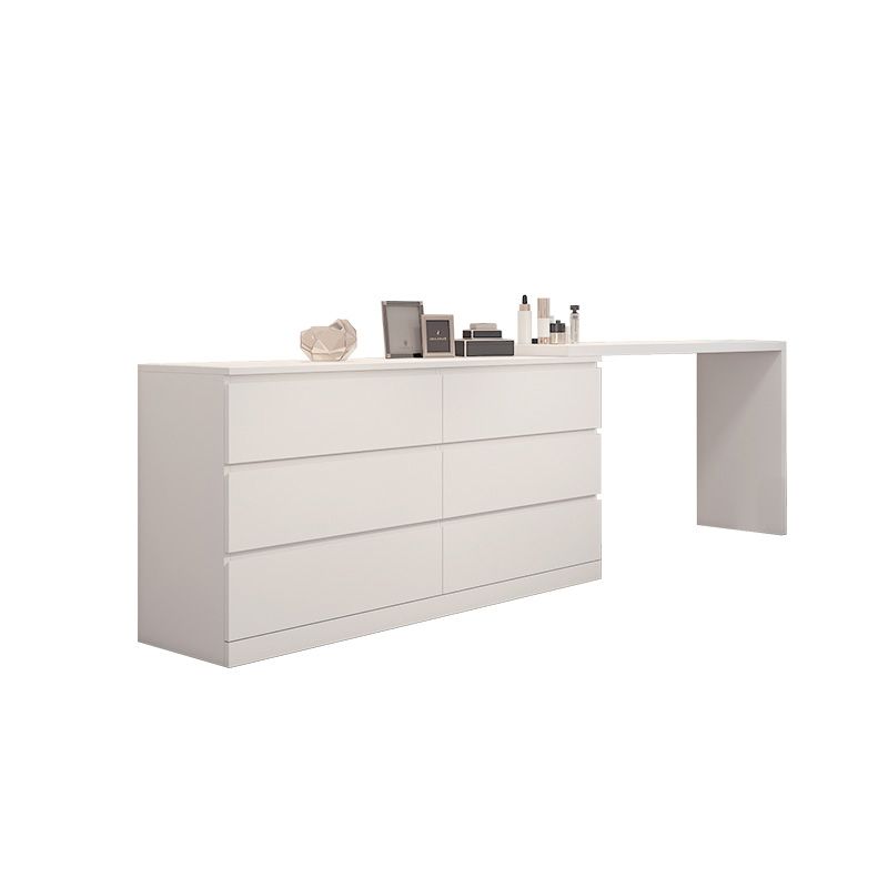 Modern Bright White With Drawer Bedroom Lighted Mirror Solid Wood Dressing Table