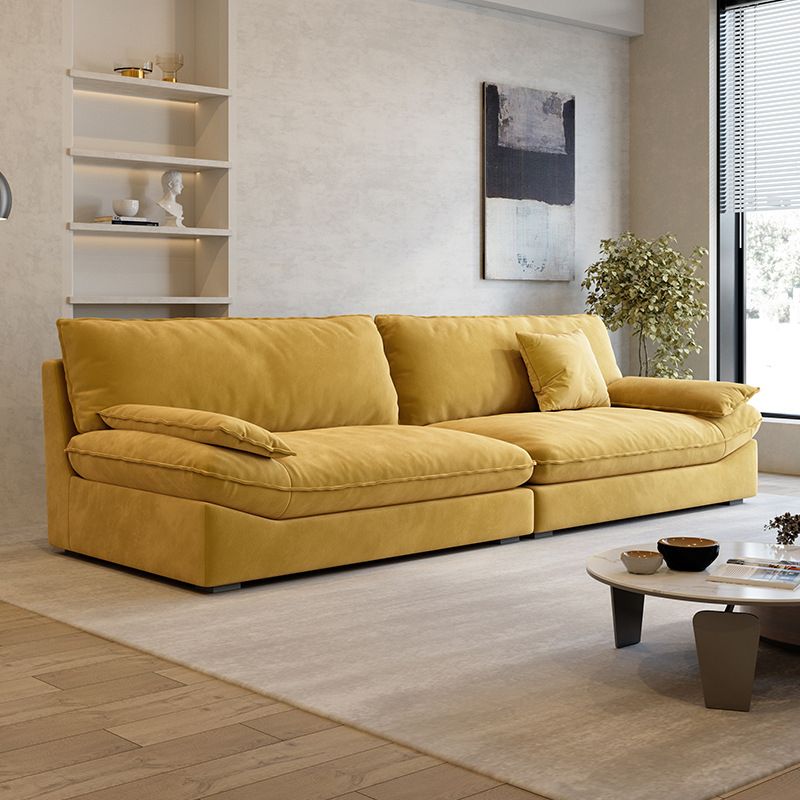 Divano a braccio top cuscino contemporaneo di divano colpido cucito in giallo