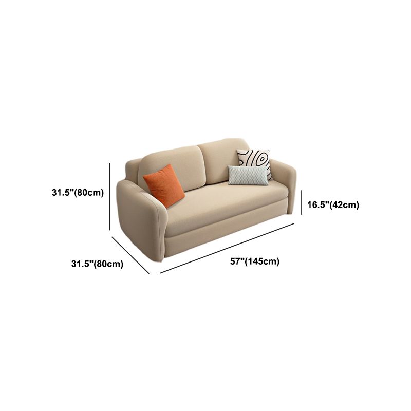 Foldable Light Brown Sofa Bed with Storage Sewn Pillow Back Sofa
