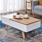 Retangular Natural Wood 4 Legs Coffee Table 1 Single Modern Cocktail Table with Drawers