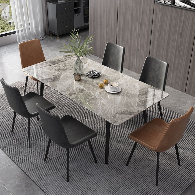 Industrial Style Sintered Stone Dining Table Rectangle Table with 4 Legs for Dinning Room Clearhalo ' dining_table' 'Dining Tables & Seating' 'Dining Tables' 'furn' 'furn_dining_table' 'Furniture' 'furniture_dining_table' 'Kitchen & Dining Furniture' 'kitchen&dining_furn' 'kitchen' 'kitchen_dining_table' 1200x1200_fda71a08-e75b-4181-ba88-e254f48c9444