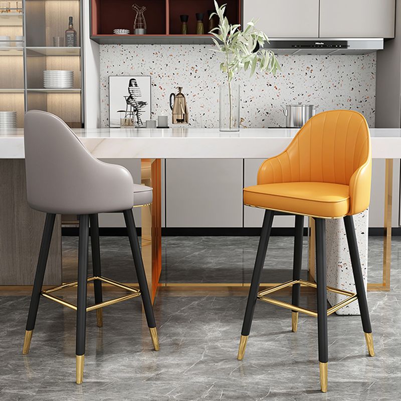 Modern Armless Backrest Counter Stool Steel Household Bar Stool with Pedal and Cushion Clearhalo 'Bar Furniture' 'Bar Stools' 'bar_stools' 'furn' 'furn_bar_stools' 'furniture_bar_stools' 'Kitchen & Dining Furniture' 'kitchen&dining_furn' 'kitchen' 'kitchen_furn' Furniture' 1200x1200_fdaa7913-4b97-40af-8055-2b5ee9af46d1