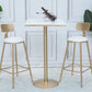 Bartisch aus massivem Holz, Gold- und Metallbasis, Bartisch für Küche, Wohnzimmer, Kaffeezimmer