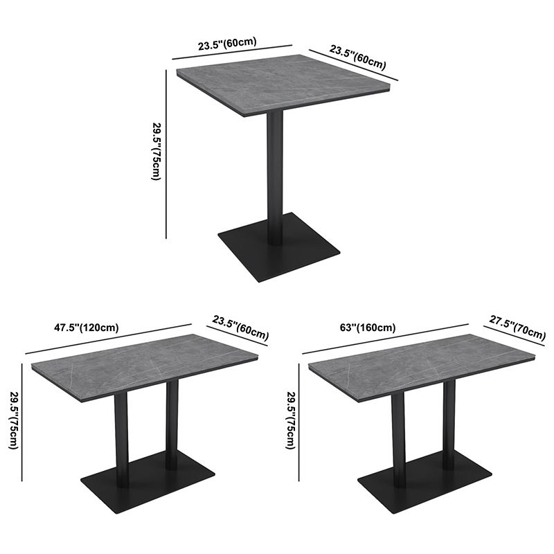 Industrial Sintered Stone Dinner Room Kitchen Table Gray Table with Black Frame for Dining Room Clearhalo ' dining_table' 'Dining Tables & Seating' 'Dining Tables' 'furn' 'furn_dining_table' 'Furniture' 'furniture_dining_table' 'Kitchen & Dining Furniture' 'kitchen&dining_furn' 'kitchen' 'kitchen_dining_table' 1200x1200_fdac2e4f-c9d6-4905-8201-1f4e663ad07a
