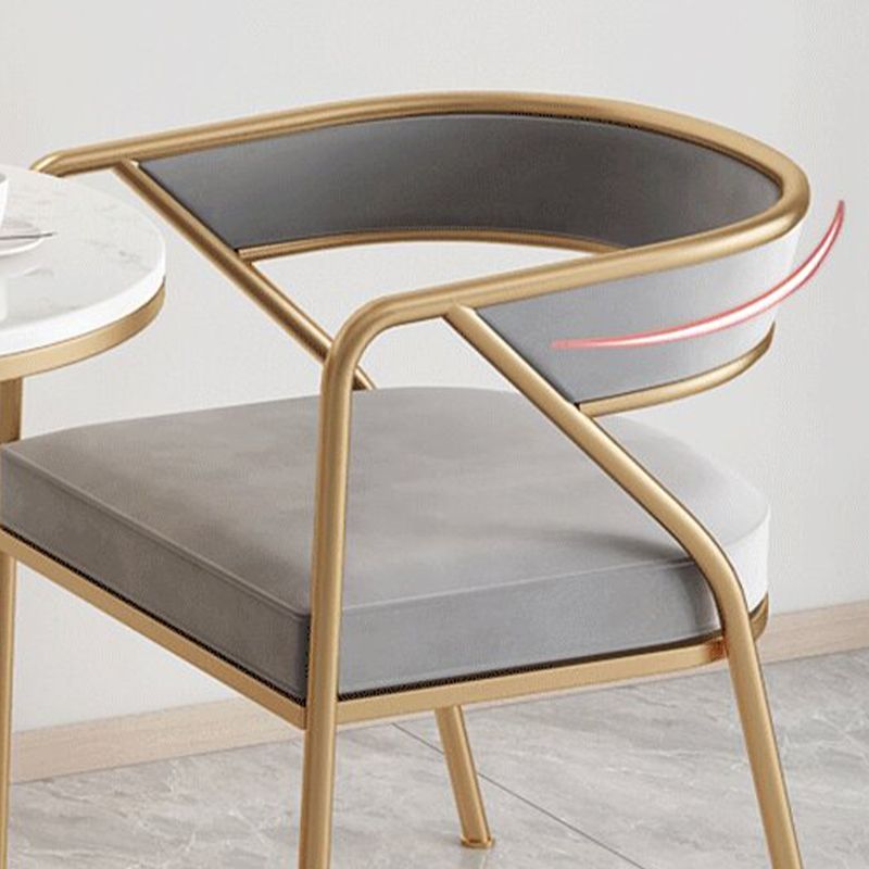 Glam Style Arm Dining Chairs Gold Iron Frame Open Back Dining Side Chair