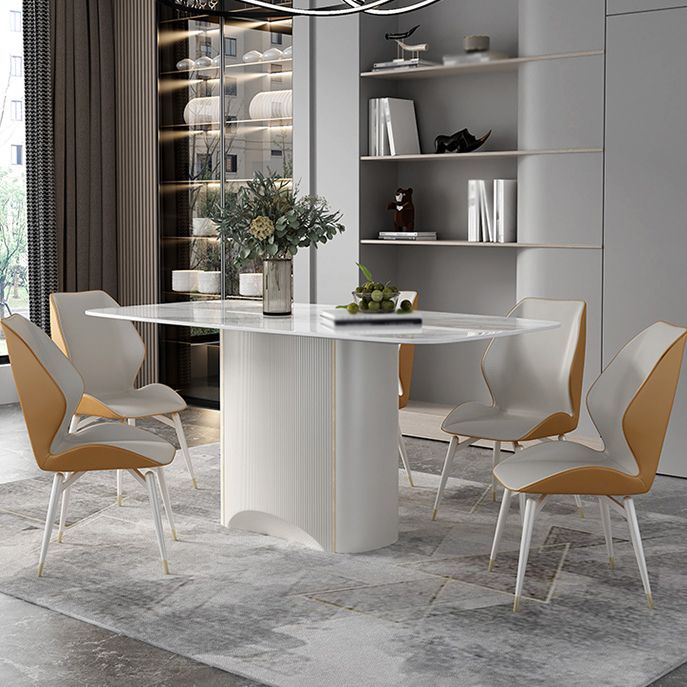 Sintered Stone White Tone Dining Table Luxury Pedestal Table for Dining Room Clearhalo 'Dining Tables & Seating' 'Dining Tables' 'dining_table' 'furn' 'furn_dining_table' 'Furniture' 'furniture_dining_table' 'Kitchen & Dining Furniture' 'kitchen' 'kitchen_dining_table' 1200x1200_fdaddb77-43dc-402d-b4d2-9032887b4309