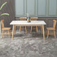 Modern Dining Table Natural Rubberwood Legs Dining Table with White Top