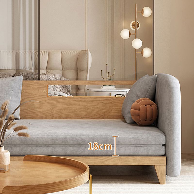 Solid Wood Removable Scandinavian Sleeper Sofa Bed in Grey Finish