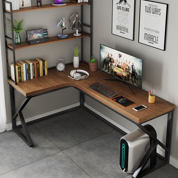 L字型作業テーブル産業用ソリッドウッド固定オフィステーブル