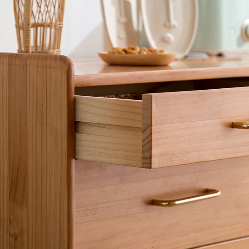 Modern Pine Solid Wood Sideboard 4-drawer Antique Finish Dining Server with Glass Door Clearhalo 'buffet_sideboard' 'Buffets & Sideboards' 'furn' 'furn_buffet_sideboard' 'Furniture' 'Kitchen & Dining Furniture' 1200x1200_fdb1f92e-e7eb-4bae-a665-52be4b8c2add