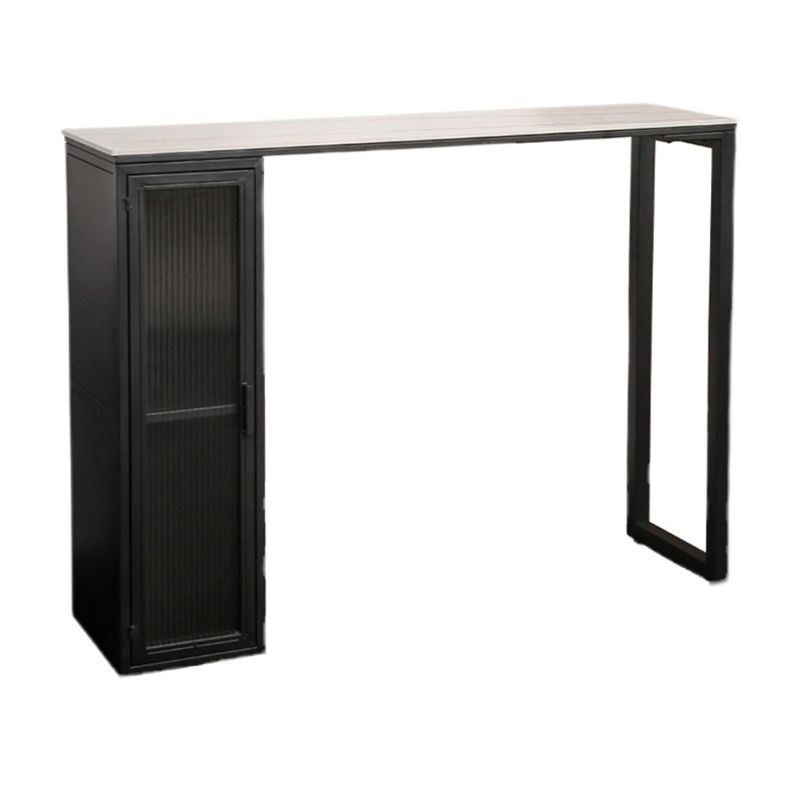 Marble Patio Bar Table with Rectangle Table Top Double Pedestal Table - 41.3" H Clearhalo 'Bar Furniture' 'Bar Tables' 'bar_tables' 'furn' 'furn_bar_tables' 'Furniture' 'furniture_bar_tables' 'Kitchen & Dining Furniture' 1200x1200_fdb24856-59f4-46d1-b4d2-b5e2832dc855